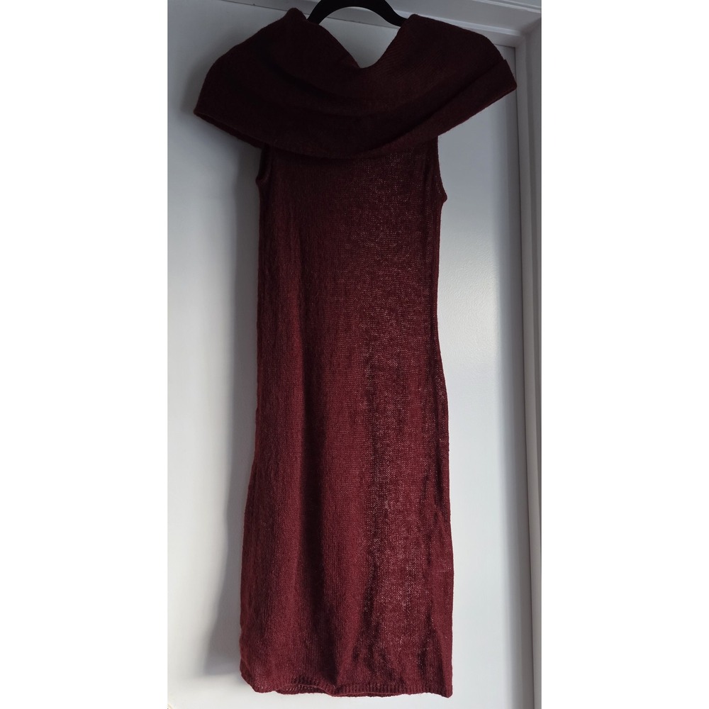 H:OUR Sleeveless Cowl Neck Mini Sweater Dress Women M Burgundy Solid